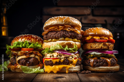 Restaurant burger hamburger cheeseburger choice menu variety deliver Generative AI picture