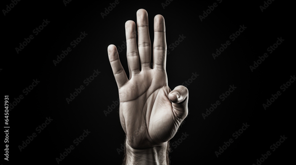 Fototapeta premium Hand gesture isolated on black background