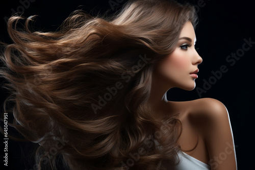 Generative AI picture of young attractive woman model with stunning flattering long hairstyle