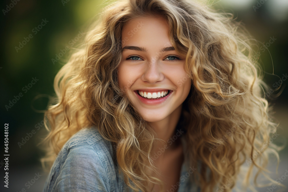 Happy excited funny beautiful woman laughing under sun light overjoyed Generative IA picture Happy excited funny beautiful woman laughing under sun light overjoyed Generative IA picture