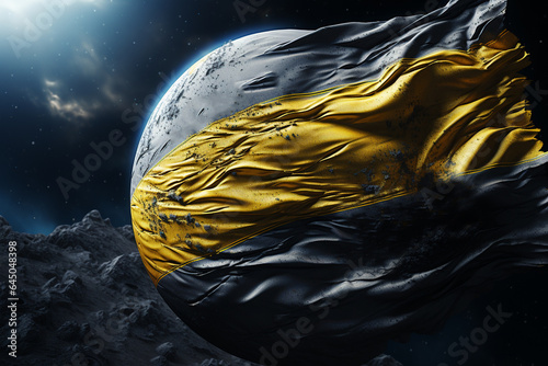yellow and blue national flag of ukraine in space