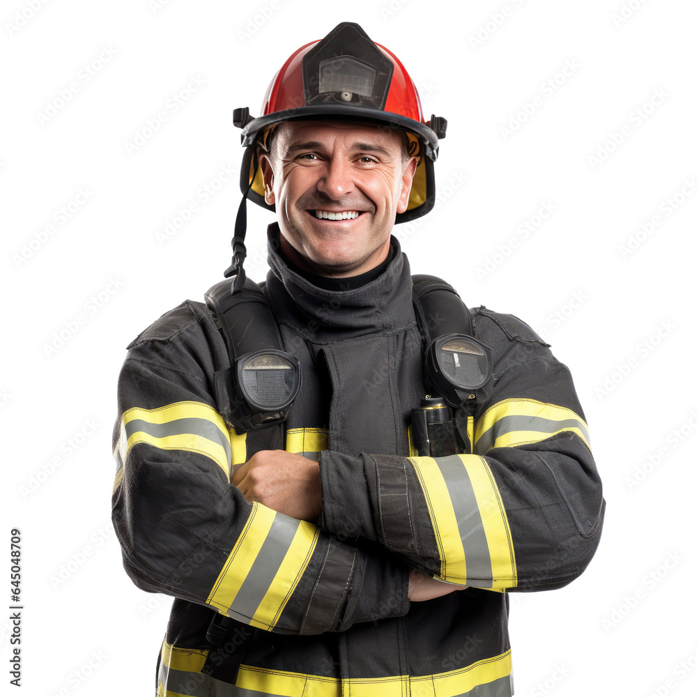 Firefighter isolated from the background Firefighter isolated from the background