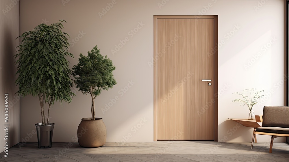 Modern Clean light brown entrance what is hide the real luxury interior. Generative AI Technology Modern Clean light brown entrance what is hide the real luxury interior. Generative AI Technology