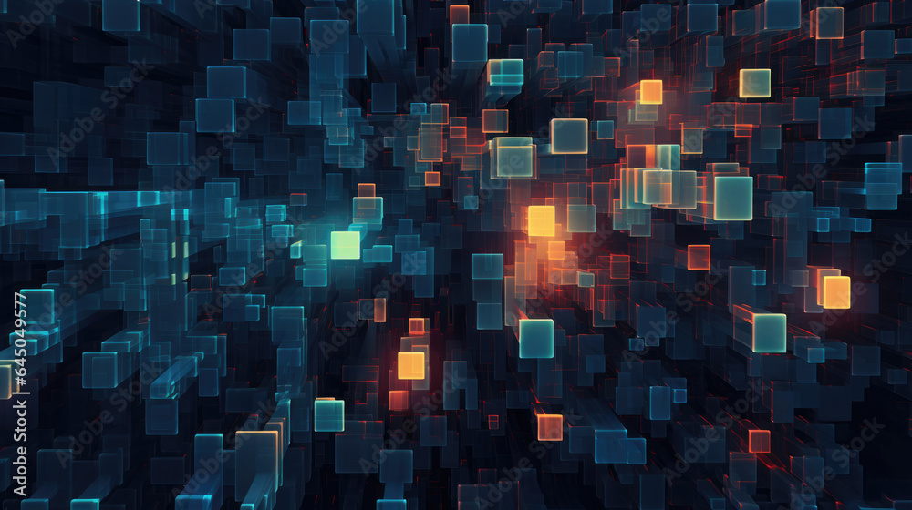 Modern technology abstract background with lights squares. 