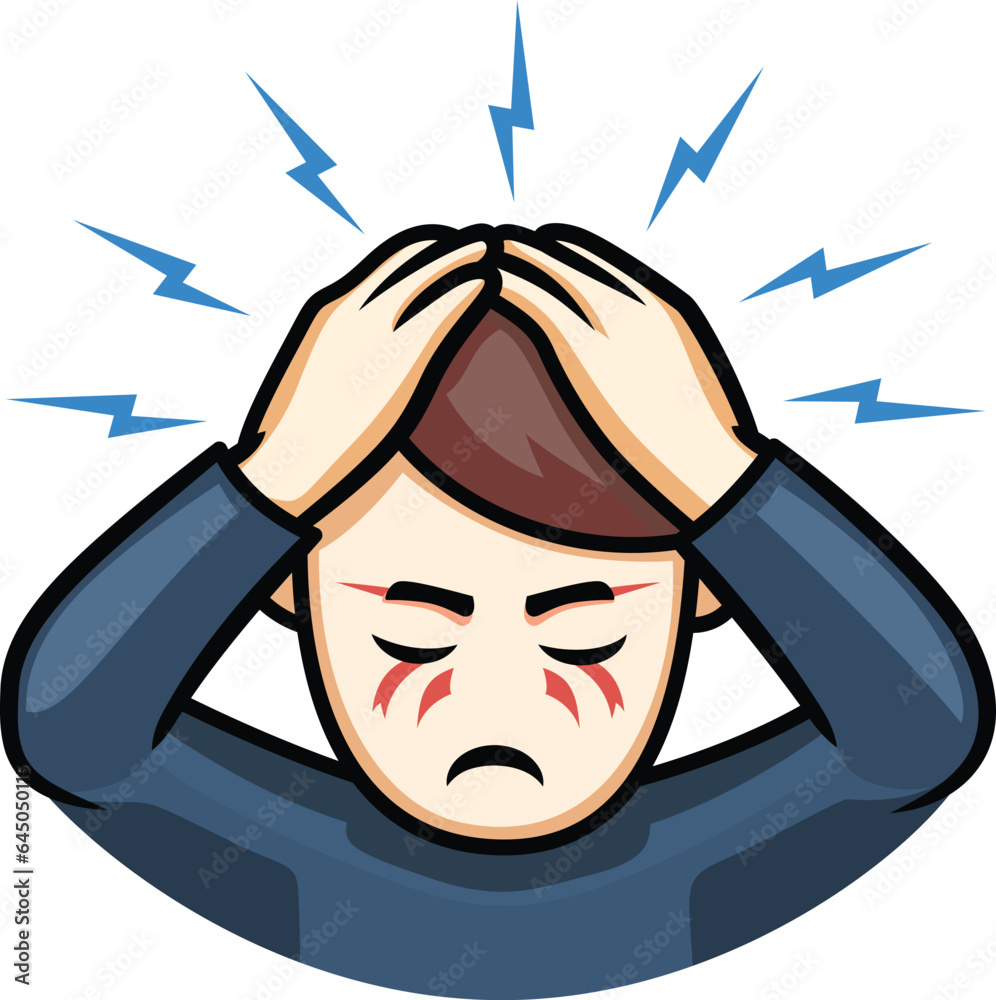 Guy with headache vector illustration, Man holding head , depressed ...