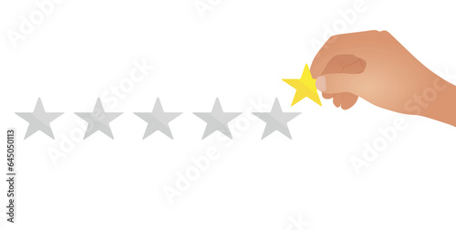 Hand hold star. rating. vector