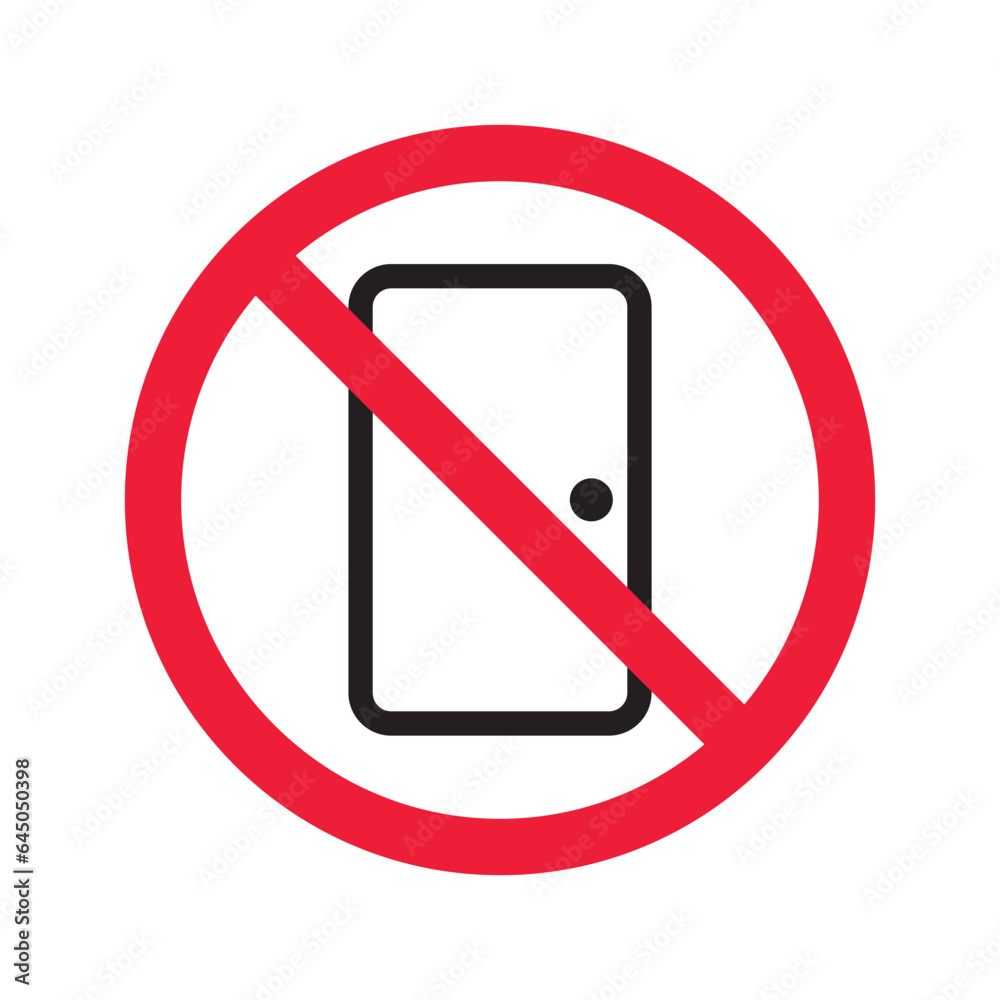 Prohibited exit vector icon. No entry icon. Forbidden door exit icon. No fire exit sign. Warning, caution, attention, restriction, danger flat sign design door symbol pictogram