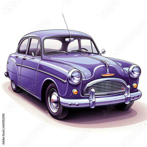 vintage classic American luxury purple car isolated in white background