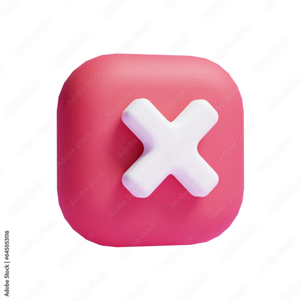 Obraz premium 3d cross mark sign or 3d render of cross mark, cancel, no access or x mark icon 3d 