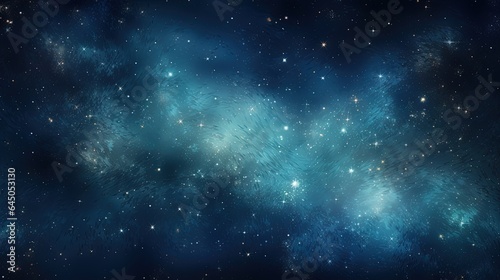  a blue space filled with stars and a bright light shining on it. generative ai