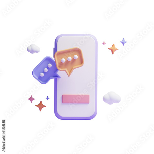  3d speech bubbles icon or chat message notification icon or 3d online messaging icon 