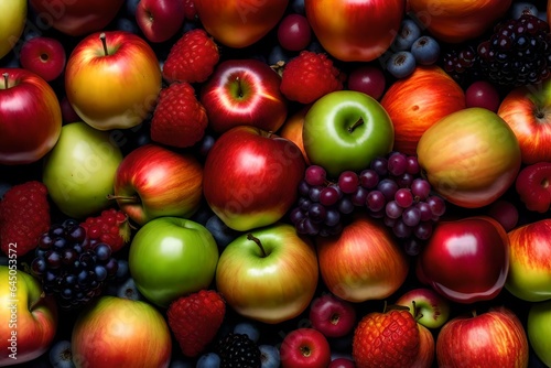 Ripe apple among fresh fruit