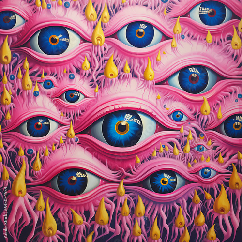 The eyes. Abstract art style, surrealism, suitable for prints, textiles and covers.