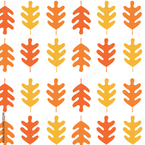 Seamless pattern with oak leaves. Autumn oak leaves in orange, and yellow. Vector for wrapping, packing, textile.