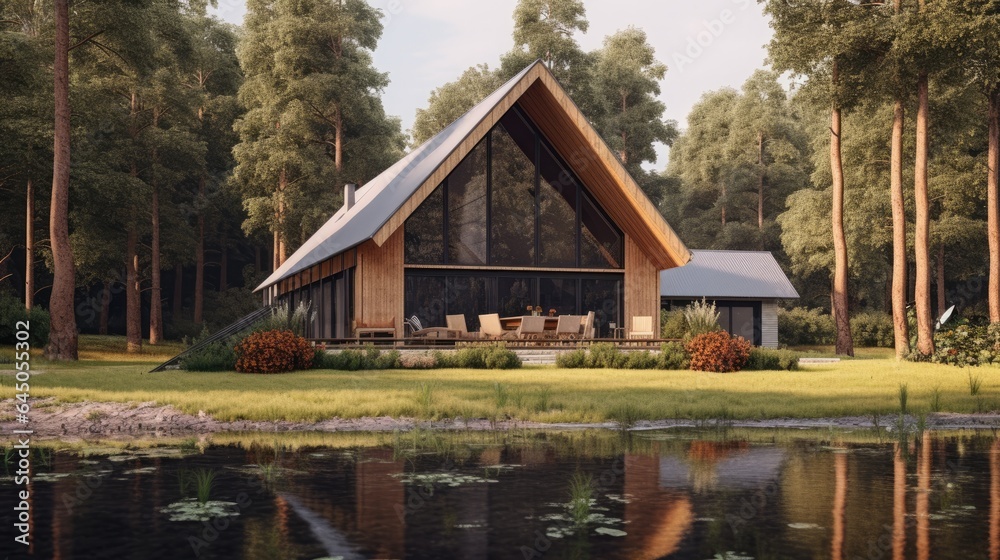 Peaceful house middle of the forest. Far away the city noise. Where you can live with your family safety and love. Generative AI Technology Peaceful house middle of the forest. Far away the city noise. Where you can live with your family safety and love. Generative AI Technology