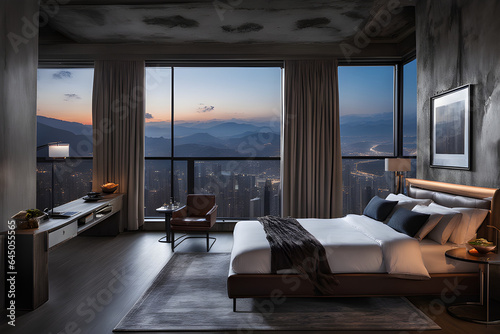 A breathtaking experience gazing at urban vistas from lofty mountaintops. Generative AI.