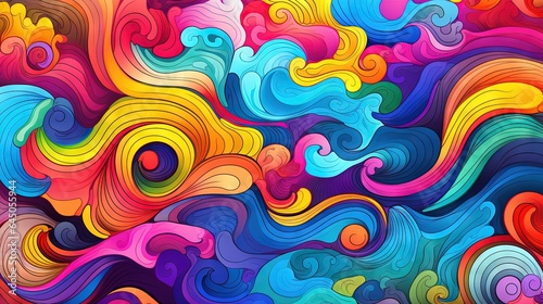  a colorful abstract background with swirls and waves in different colors. generative ai
