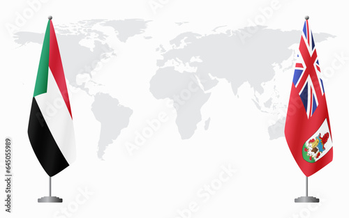 Sudan and Bermuda flags for official meeting