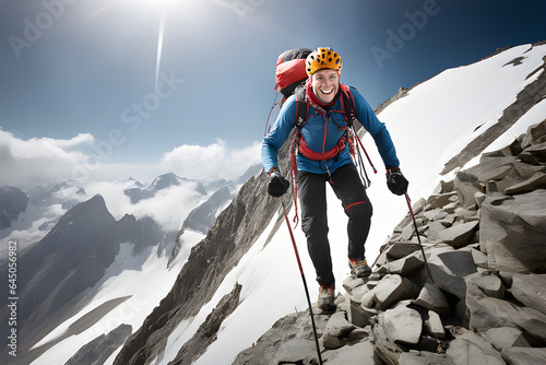 An exultant sense of achievement following a challenging climb. Generative AI.