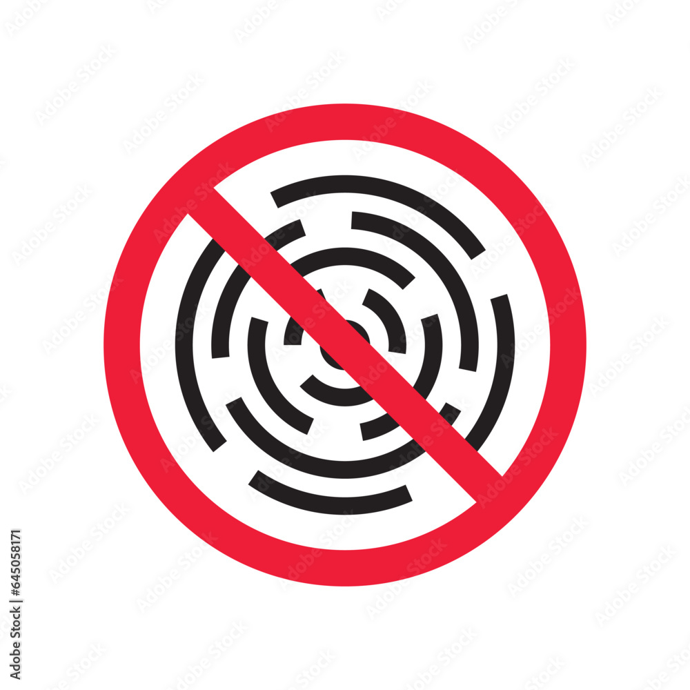 No fingerprint icon. Forbidden fingerprint icon. No scan vector sign. Prohibited scaning vector icon. Warning, caution, attention, restriction flat sign design. Do not scan fingerprint icon No fingerprint icon. Forbidden fingerprint icon. No scan vector sign. Prohibited scaning vector icon. Warning, caution, attention, restriction flat sign design. Do not scan fingerprint icon
