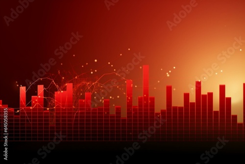 Red background with a downturning graph symbolizing a financial crisis. Keywords  Business  Stock  Recession  Economy  Global  Market  Investment  Bankruptcy  Inflation  Crash. Generative AI