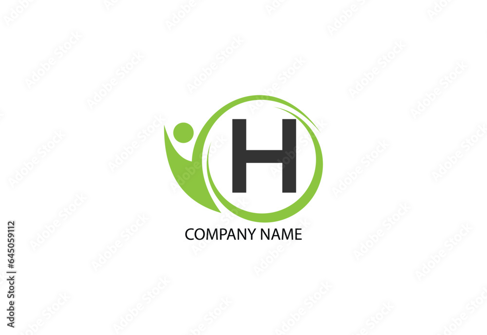 people with letter H logo design concept template people with letter H logo design concept template