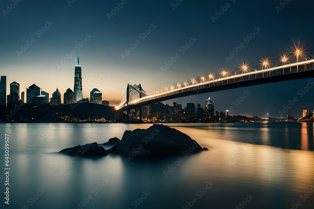 city skyline bridge 