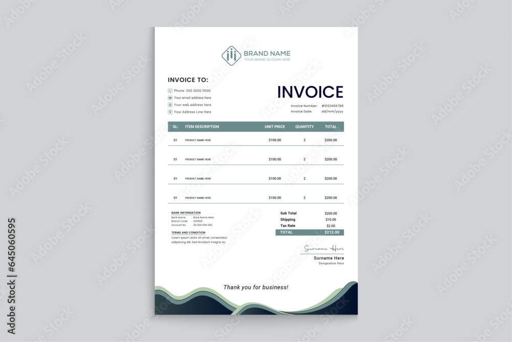Modern invoice design template