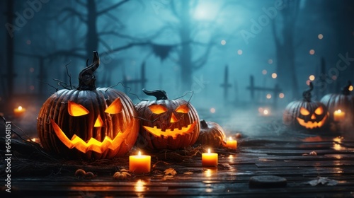 Spooky Halloween Pumpkins in a Graveyard