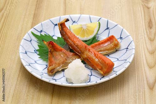 grilled salmon belly, Japanese cuisine