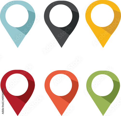 Location pin icon. Map pin place marker. Location icon. Map marker pointer icon set. GPS location symbol collection. Flat style - stock vector.