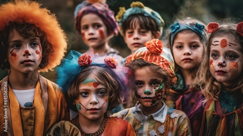 Children in costume for Halloween. Generative AI © Marcela Ruty Romero