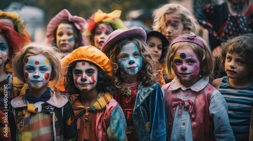 Children in costume for Halloween. Generative AI