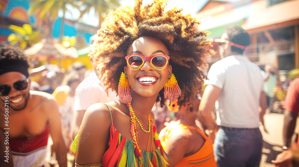 Beautiful Multi race young woman portrait at street market