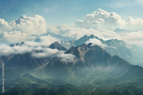 a wide view of the peaks. Generative AI