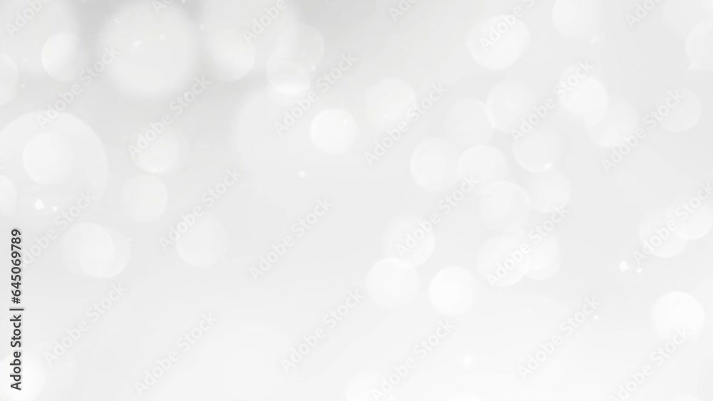 White abstract video background with shimmering bokeh light flashes and rotating particles. Abstract motion loop background. White abstract video background with shimmering bokeh light flashes and rotating particles. Abstract motion loop background.
