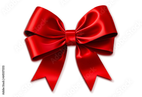 Red satin gift bow isolated on white background. 