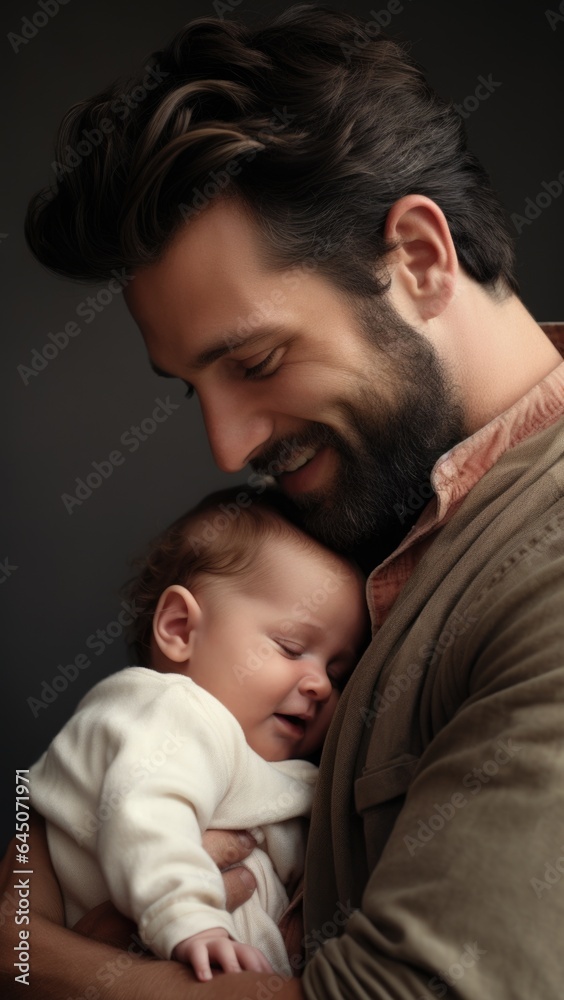 A man holding a baby in his arms