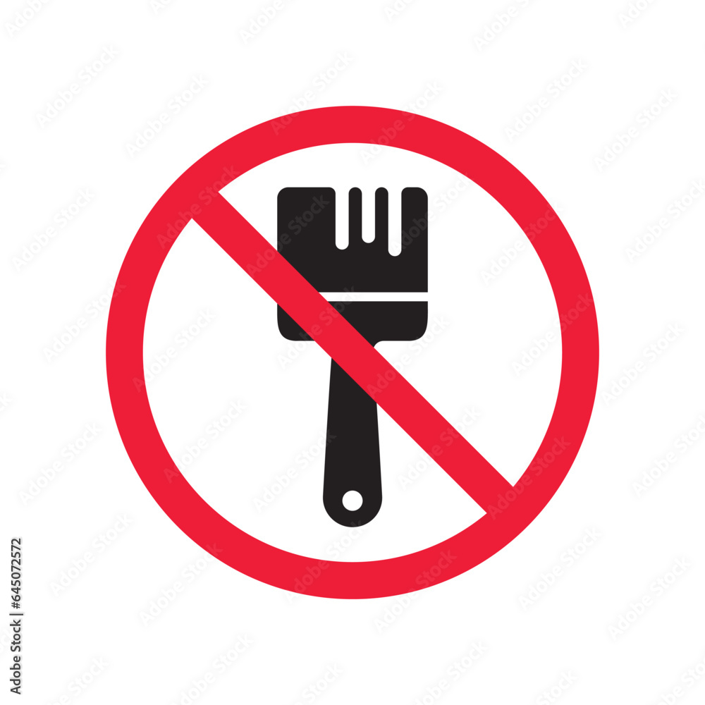 Do not paint brush sign. Prohibited painting vector icon. No paint icon. Forbidden brush icon. Warning, caution, attention, restriction, danger flat sign design. Paint brush symbol pictogram Do not paint brush sign. Prohibited painting vector icon. No paint icon. Forbidden brush icon. Warning, caution, attention, restriction, danger flat sign design. Paint brush symbol pictogram