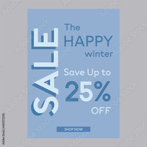 The happy winter sale 25% off discount promotion poster