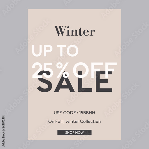 Winter up to sale 25% off discount promotion poster