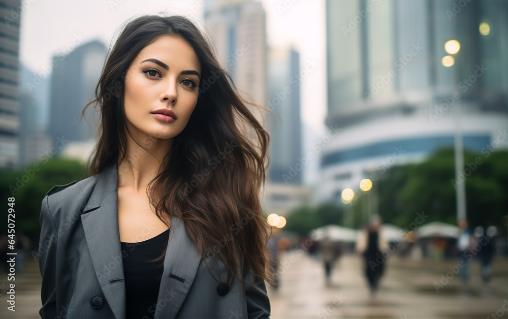 Cosmopolitan businesswoman in the city. Generative Ai. Cosmopolitan businesswoman in the city. Generative Ai.