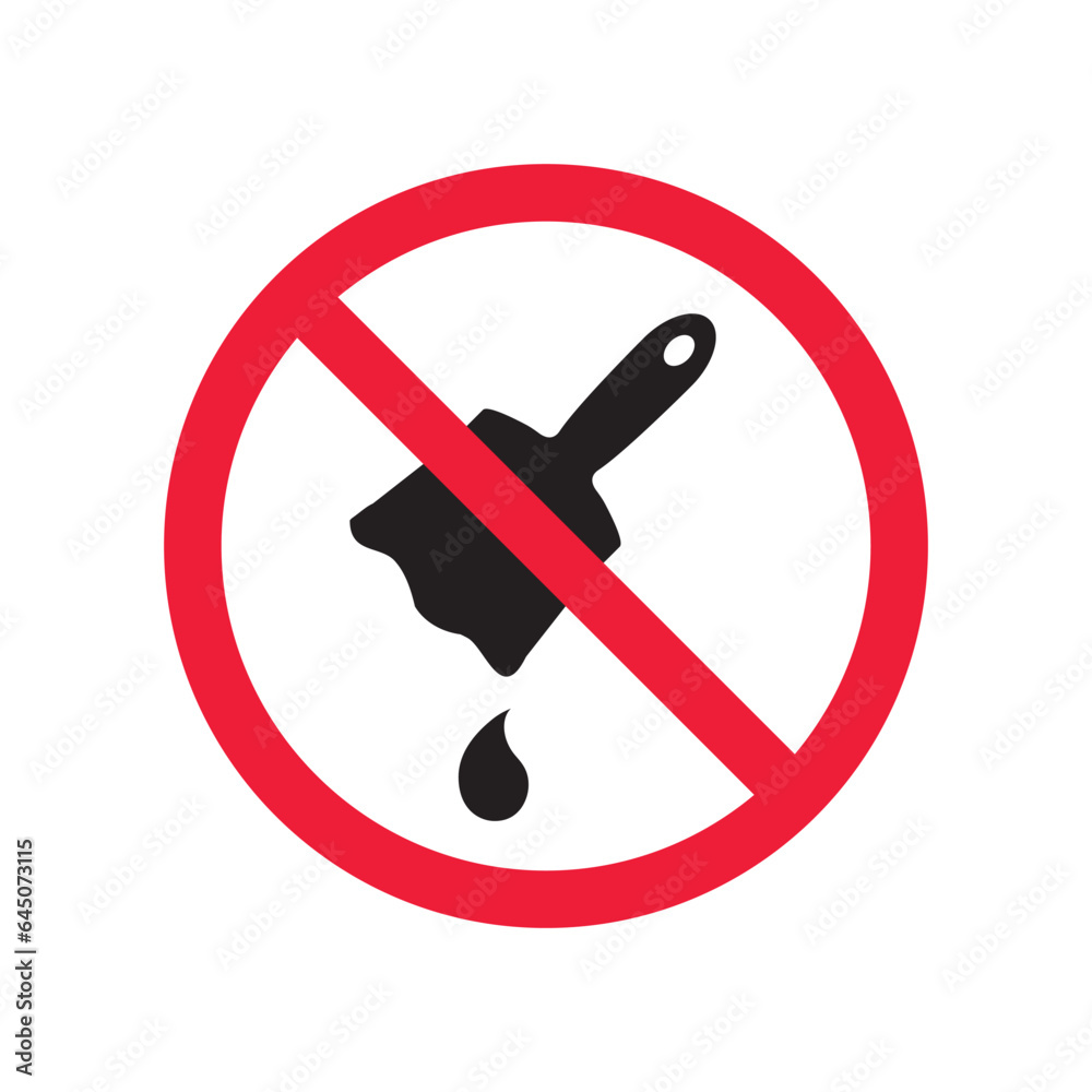 Do not paint brush sign. Prohibited painting vector icon. No paint icon. Forbidden brush icon. Warning, caution, attention, restriction, danger flat sign design. Paint brush symbol pictogram Do not paint brush sign. Prohibited painting vector icon. No paint icon. Forbidden brush icon. Warning, caution, attention, restriction, danger flat sign design. Paint brush symbol pictogram