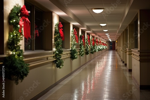 Hospital decorated for christmas and the new year holidays