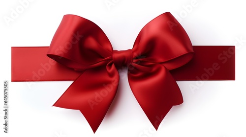 Red Gift Ribbon with a Bow on a white Background. Festive Template for Holidays and Celebrations 