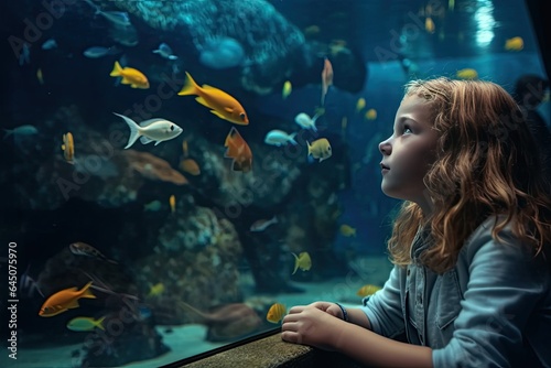 Children and visitors marvel at the underwater world in an aquarium, enjoying the beauty of marine life.