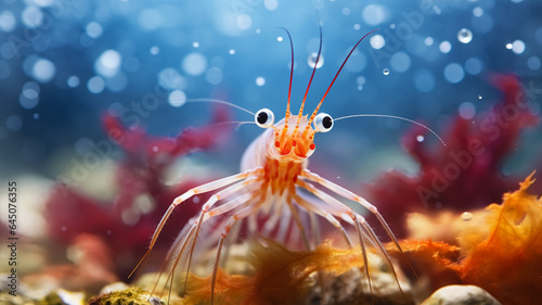 Lysmata amboinensis cleaner shrimp in marine aquarium. AI Generative.