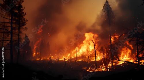 firefighters fighting fire, climate emergency, Drones try to put out a large wood fire