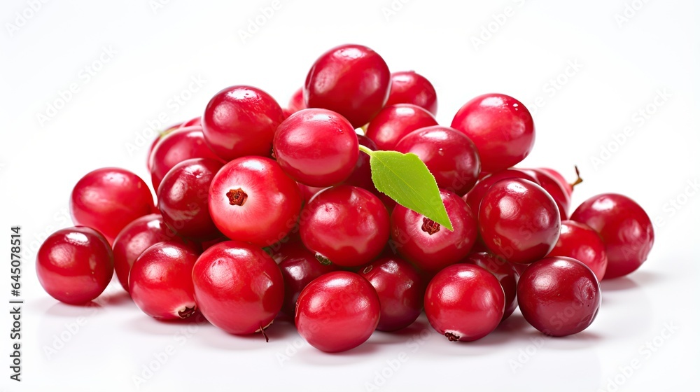 Image of a bunch of cranberries on a white background. Image of a bunch of cranberries on a white background.