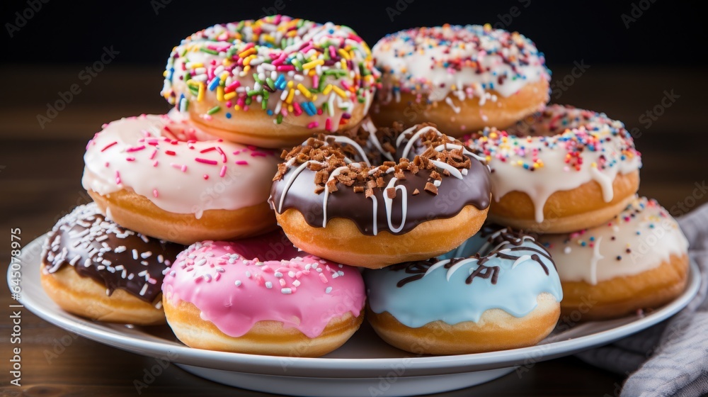 Colorful donuts on a plate Colorful donuts on a plate
